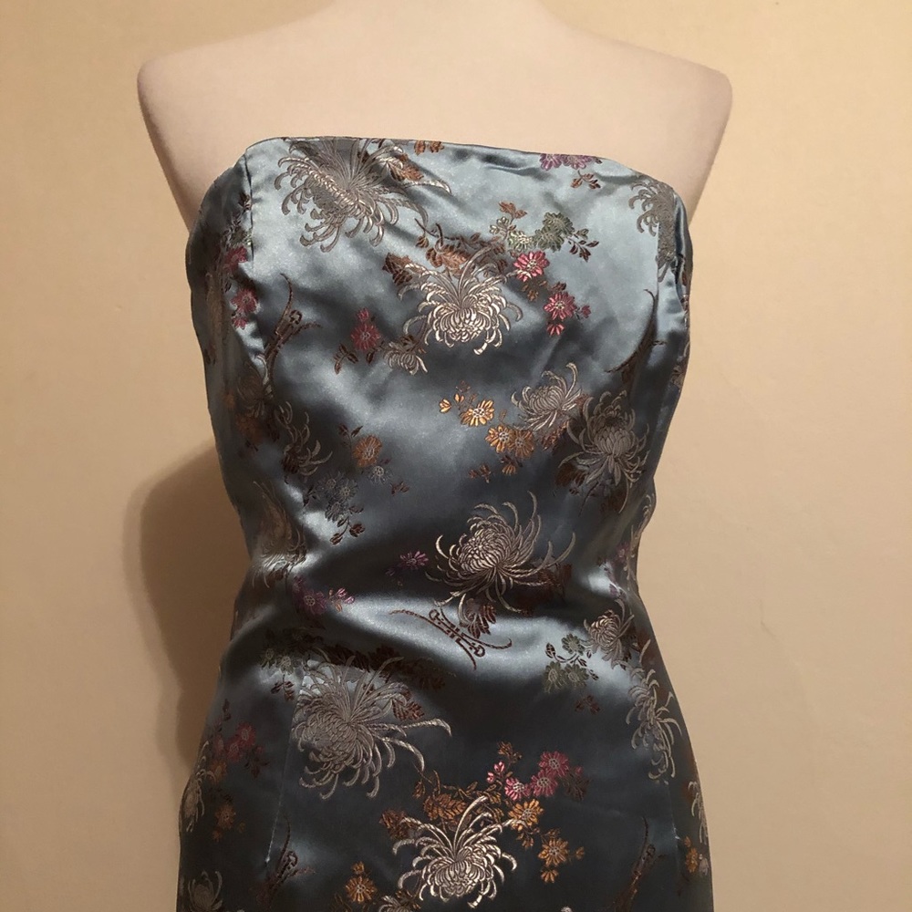 Morrell Maxie Strapless Light Blue Floral Dress
